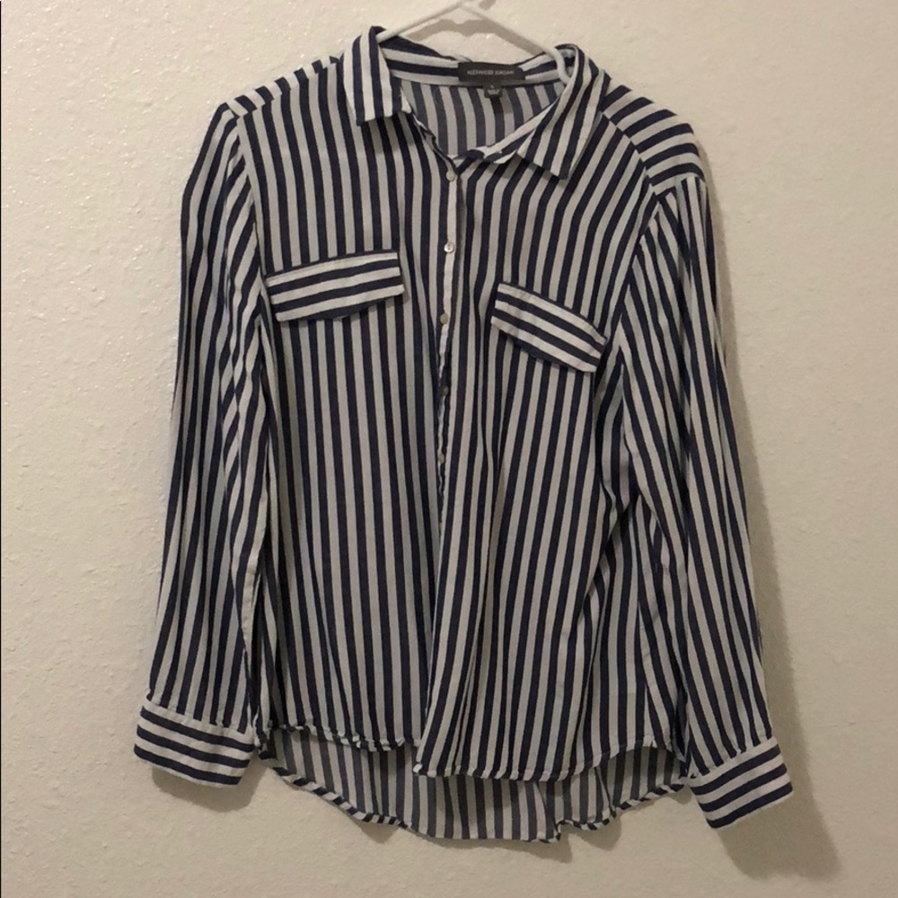 Light weight stripe button up shirt